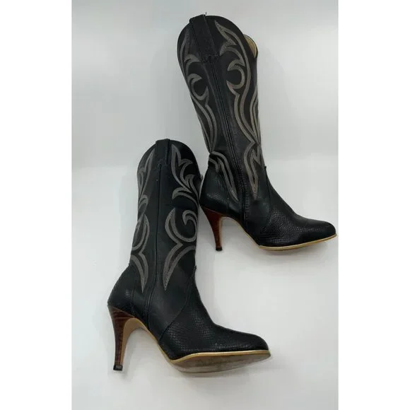 Vintage 70's Jeenz Boots Capezio Black Leather Size 6.5 - Picture 4 of 8